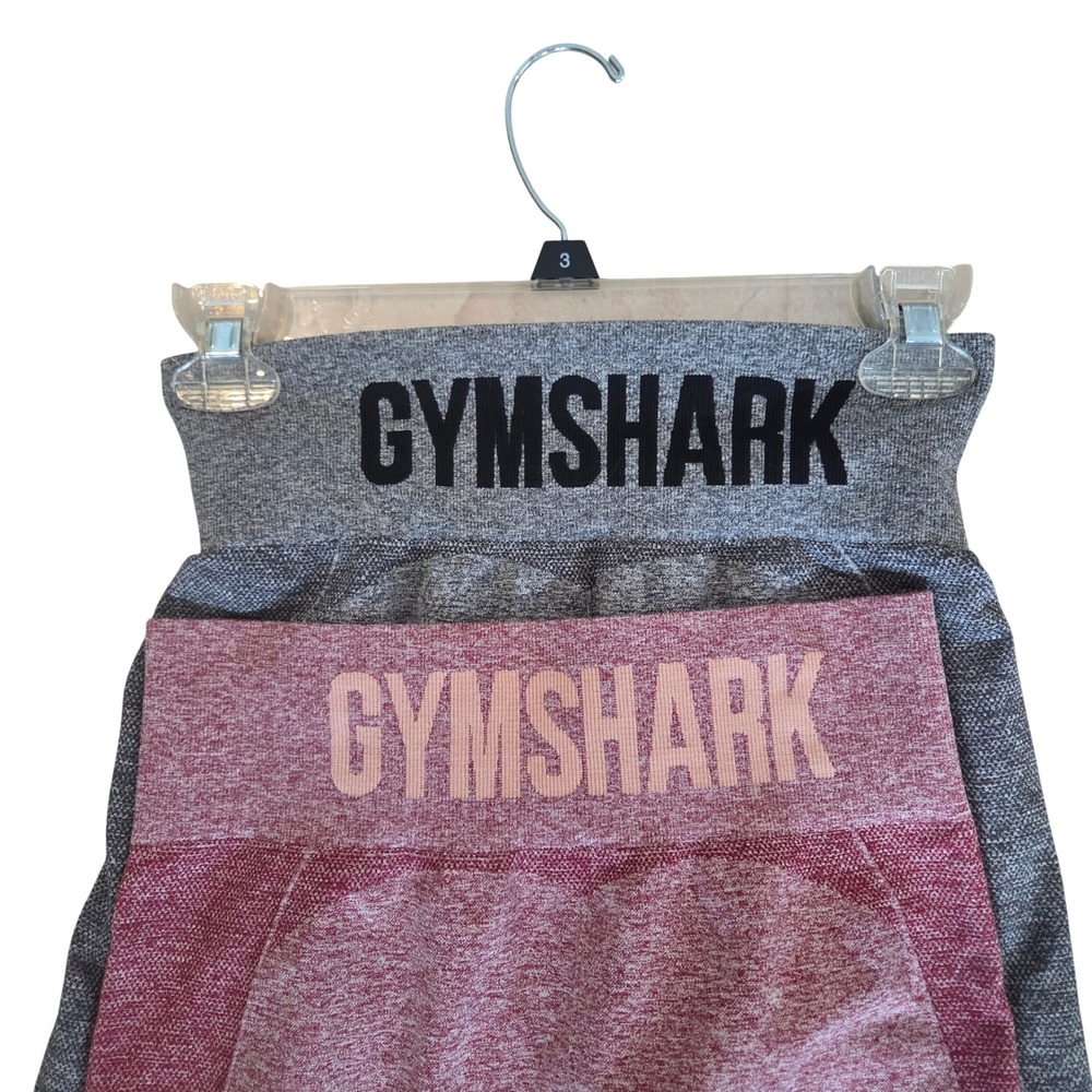 Gymshark 2 Pk Flex High Waisted Seamless Legging Grey Burgundy Marl S Athlesiure